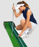 zip up racerback polo tank in navy - on model view