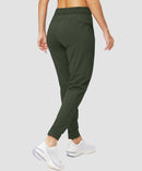 zipper pocket tapered joggers in olive green - back view