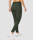 zipper pocket tapered joggers in olive green - back view